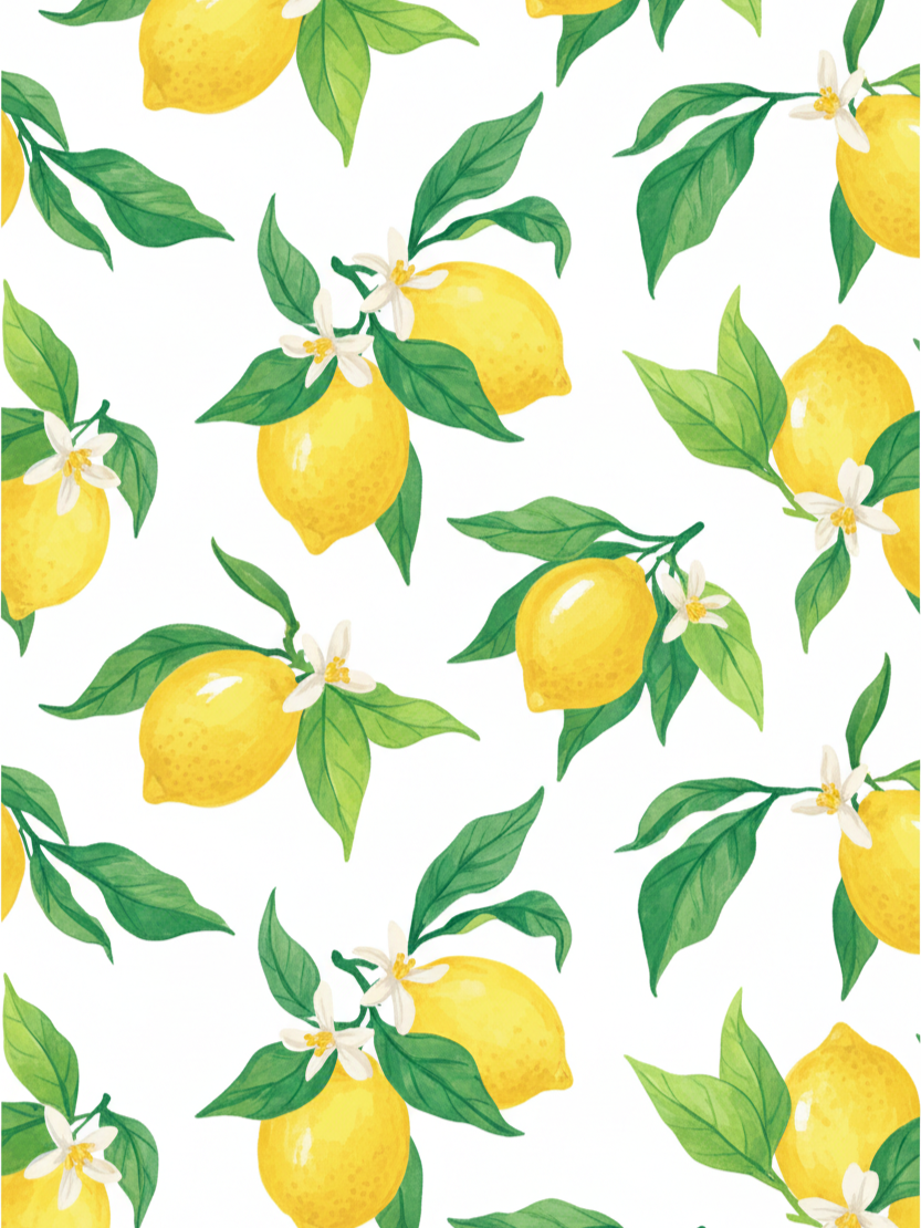 Hand-Drawn Lemon Pattern Art Print