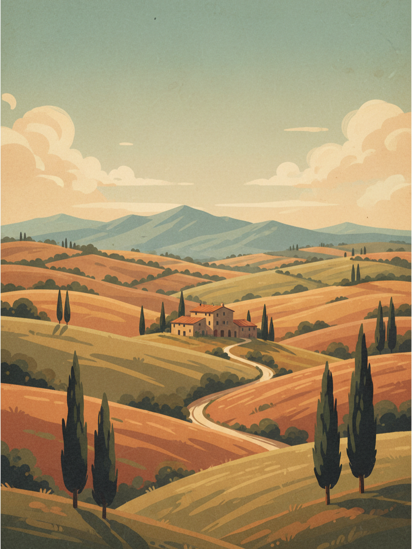 Vintage Italian Landscape Art Print