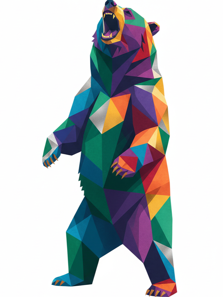 Geometric Bear Deer Low Poly Art Print