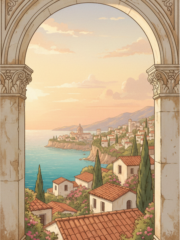 Arched Window View Art Print