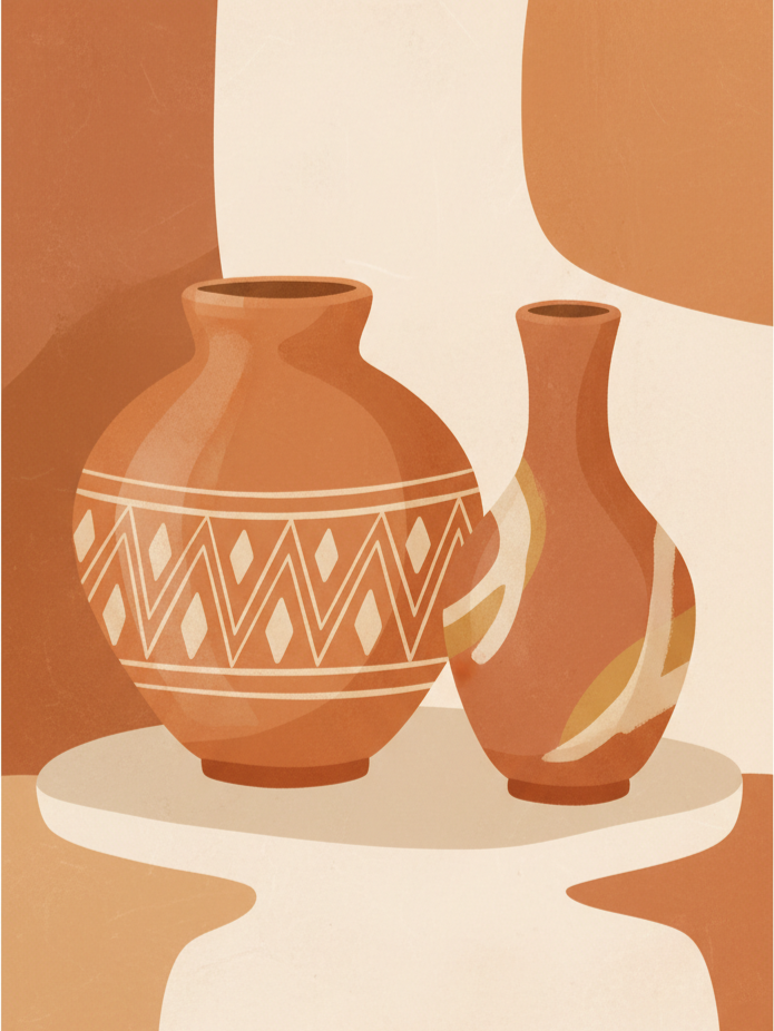 Abstract Terracotta Vase Art Print