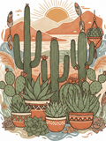 Boho Desert Cactus Art Print