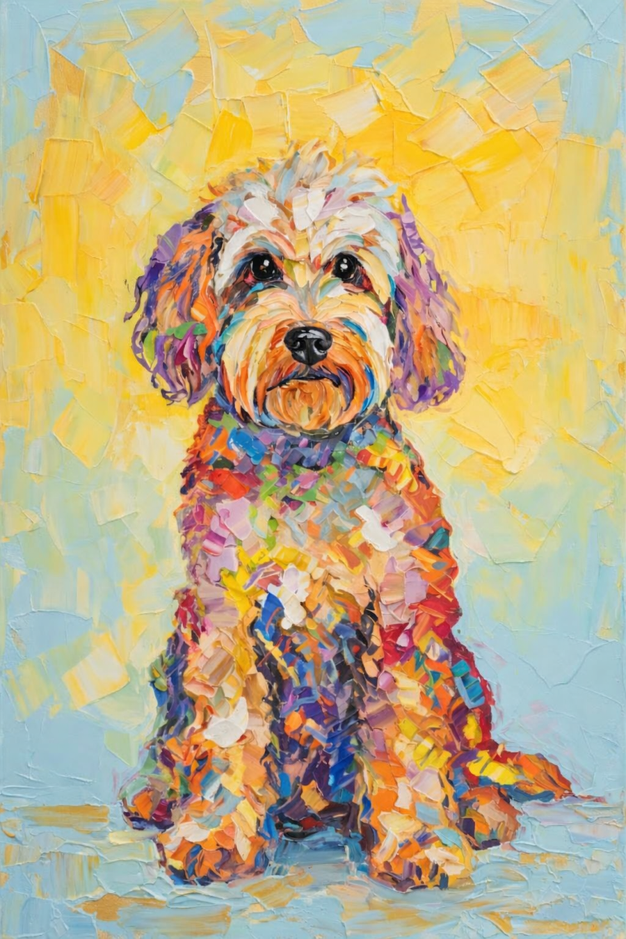 Custom Colorful Impasto Pet Portrait | Vibrant Textured