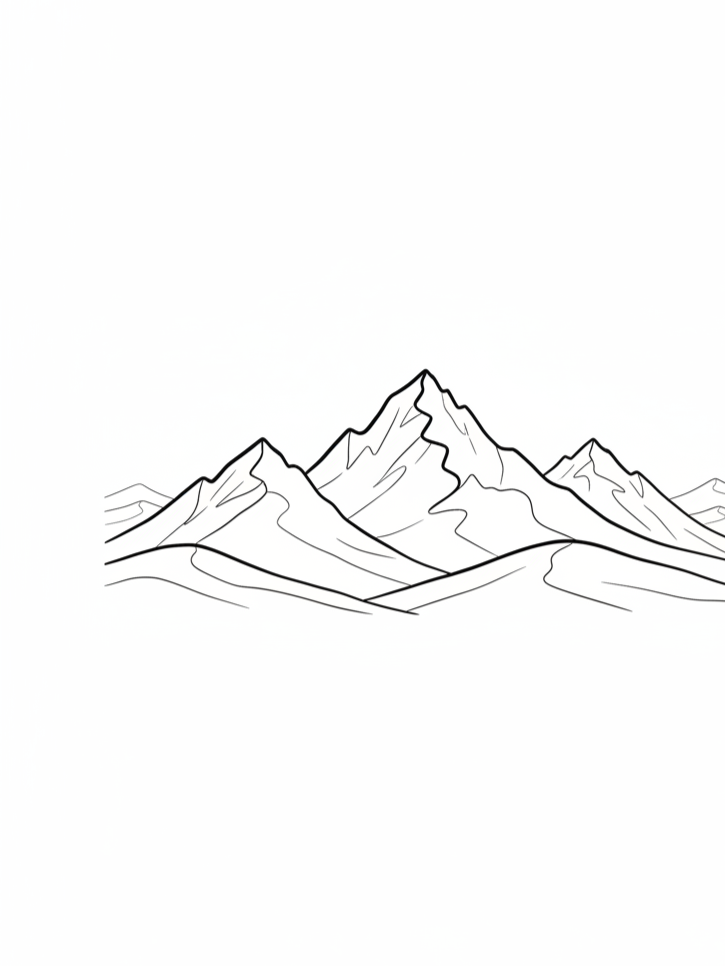 Mountain Range Outline Art Print