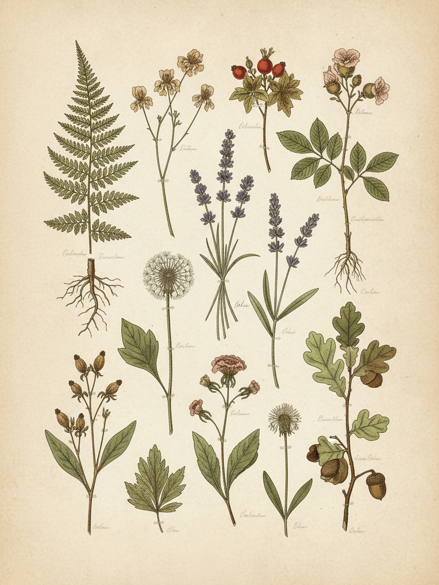 Vintage Victorian Herbarium Botanical Art Print