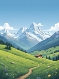 Swiss Alpine Scene Art Print