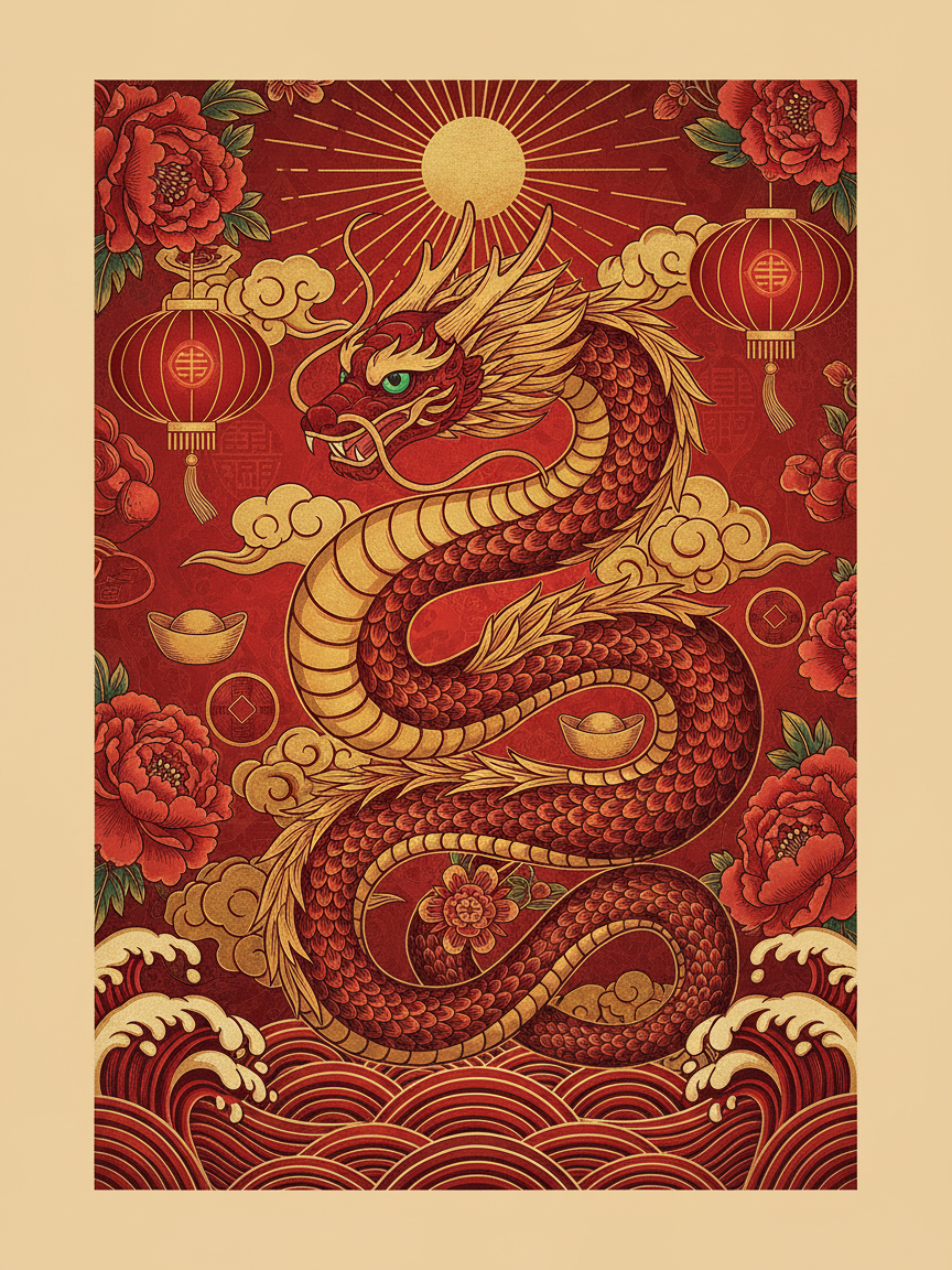 Chinese New Year Snake Art Print