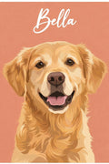 Custom vibrant vector pet illustration portrait artwork featuring flat colors and modern graphic design.