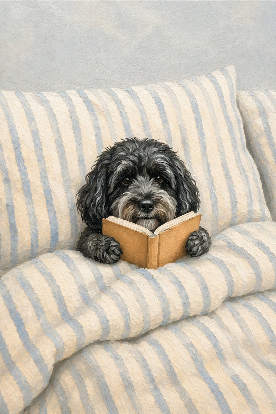 Custom Cozy Bookworm Pet Portrait