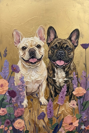 Two French bulldogs after portrait transformation
