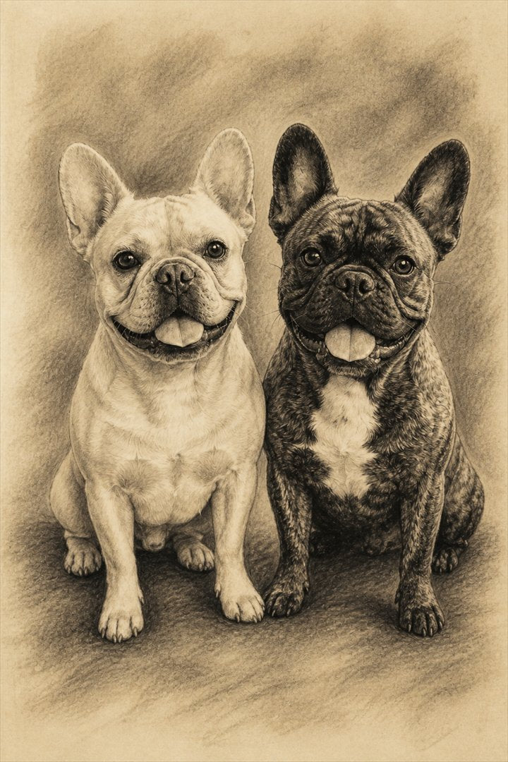 Multiple-pet portrait in this style