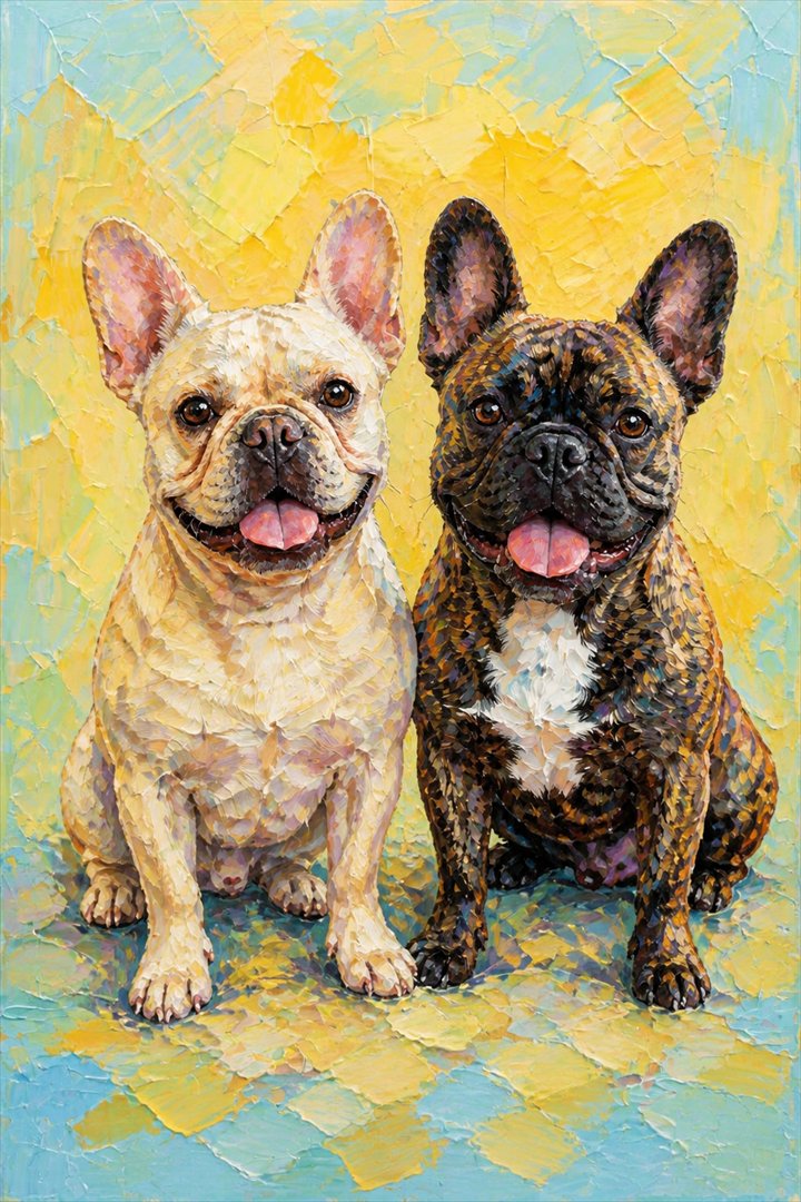 Multiple-pet portrait in this style