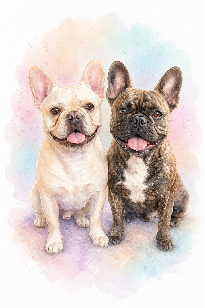 Multiple-pet portrait in this style