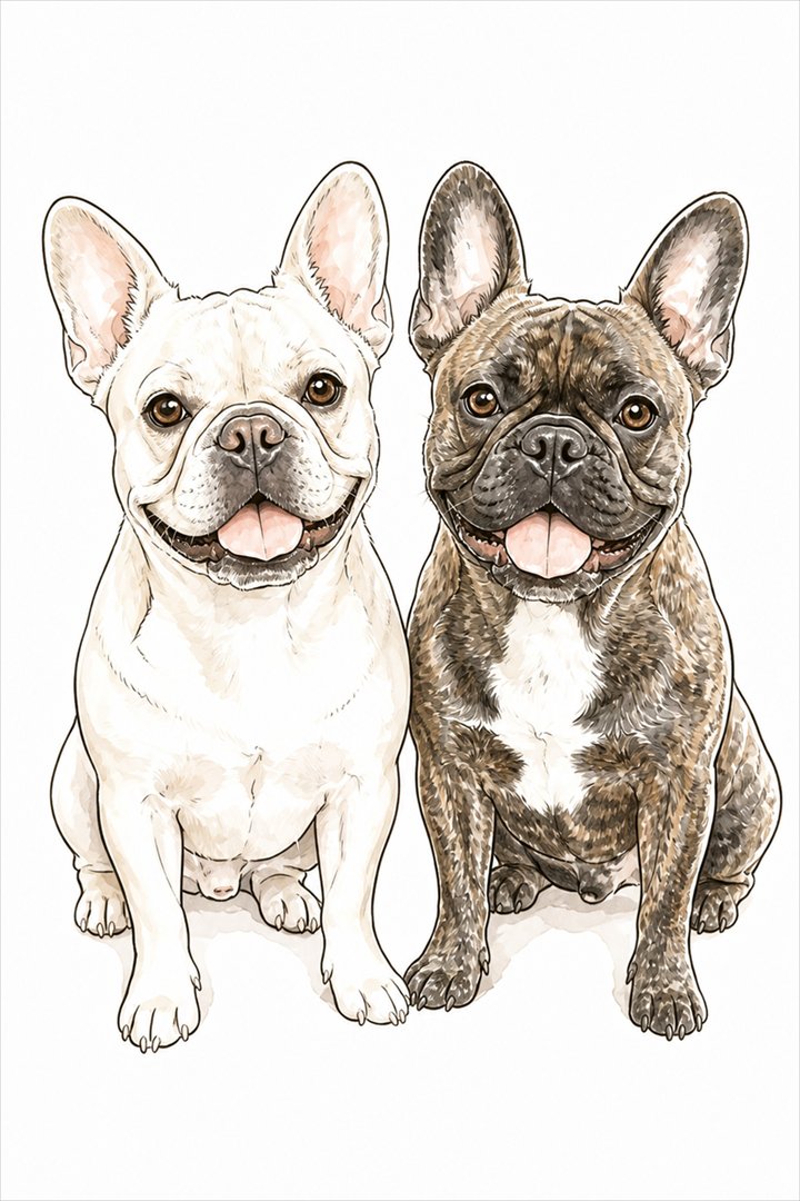 Multiple-pet portrait in this style