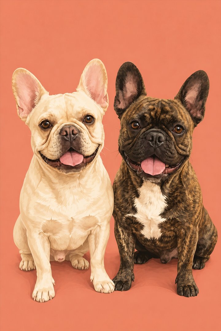 Multiple-pet portrait in this style