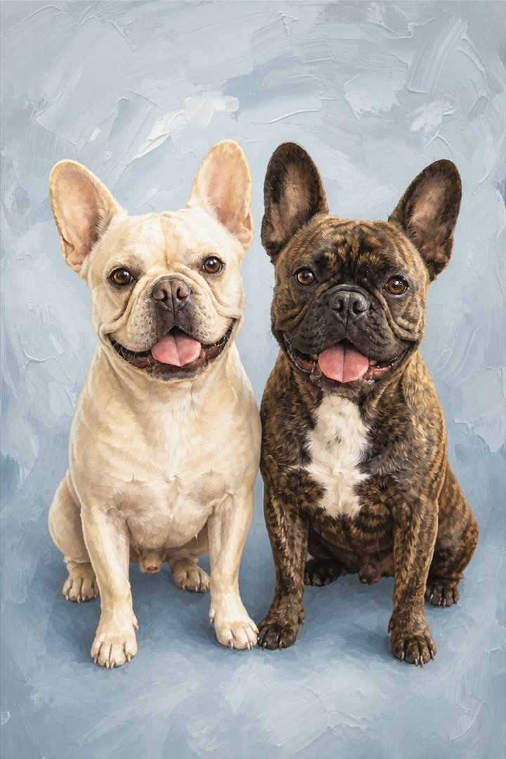 Multiple-pet portrait in this style
