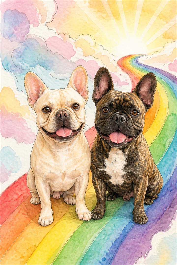 Multiple-pet portrait in this style