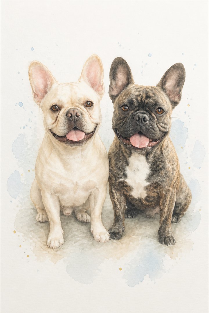 Multiple-pet portrait in this style